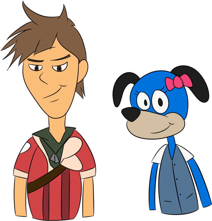 [at] A Boston Boy And A Dog By Professor-renderer - Cartoon Clipart (741x772), Png Download