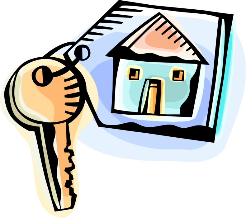 Vector Illustration Of Security House Key With Home Clipart (790x700), Png Download