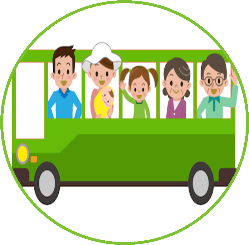 Bus Travel People Green Clipart (807x794), Png Download