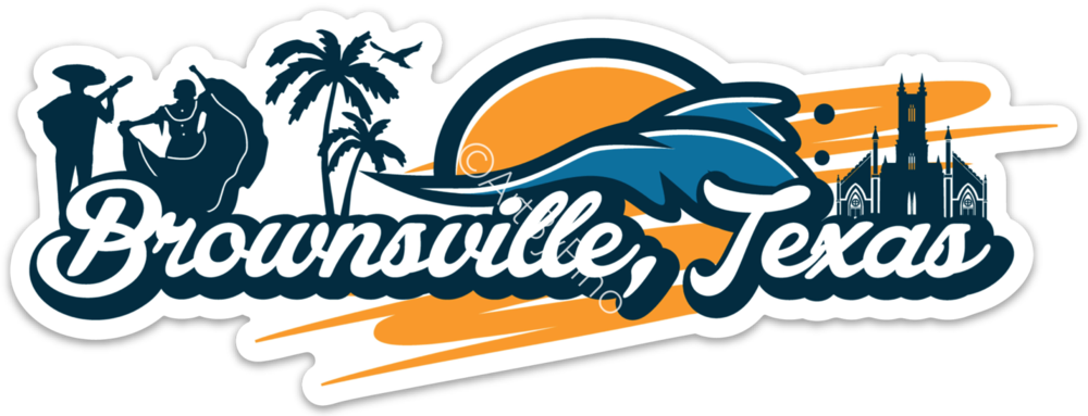 Brownsville Bumper Orange & Teal Clipart (1000x383), Png Download