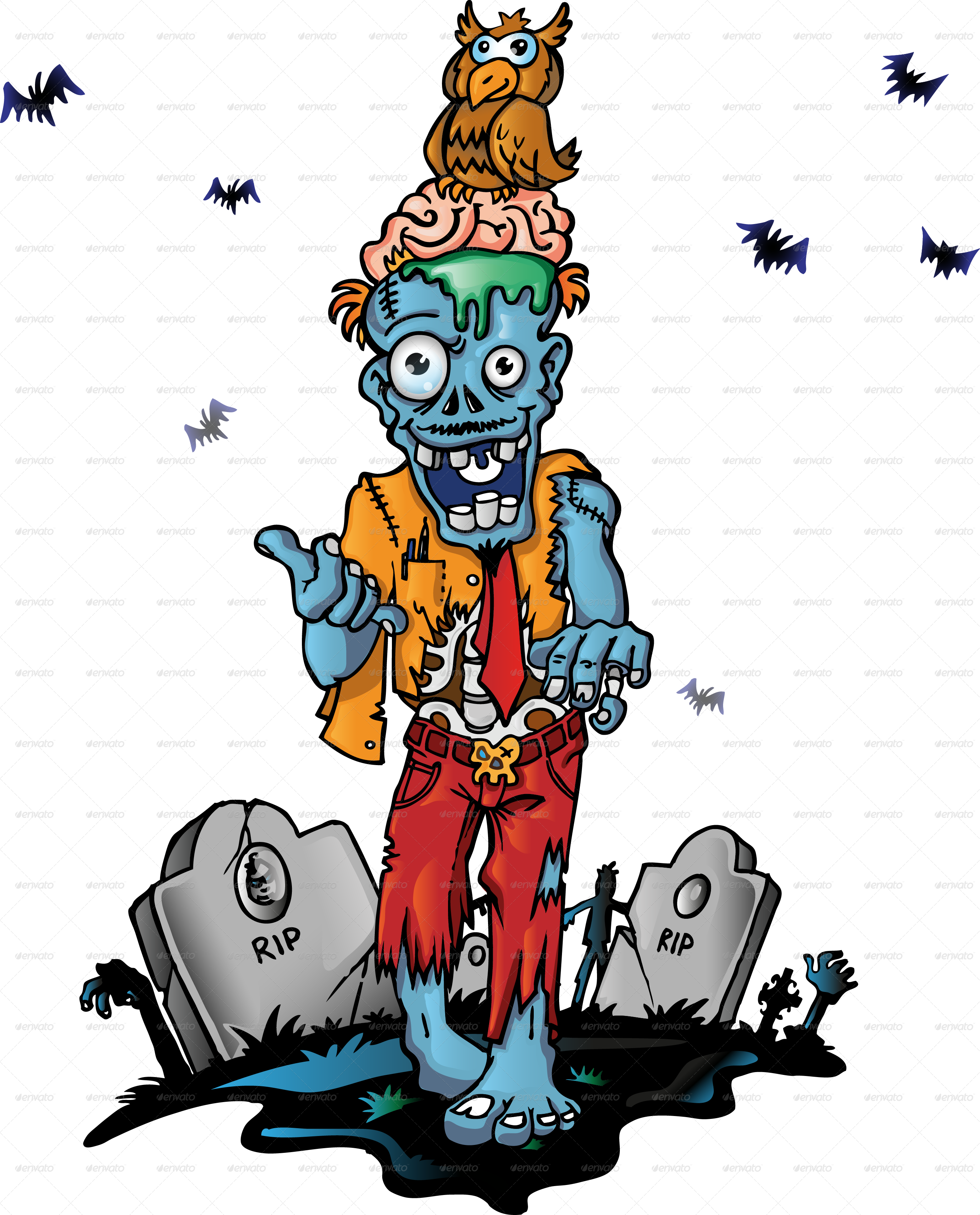 Zombie Cartoon - Zombie Cartoon Transparent Background Clipart (2743x3400), Png Download