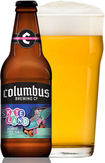 Cbc Skateland Bottle And Glass - Columbus Brewing Insane Wanderer Clipart (500x663), Png Download