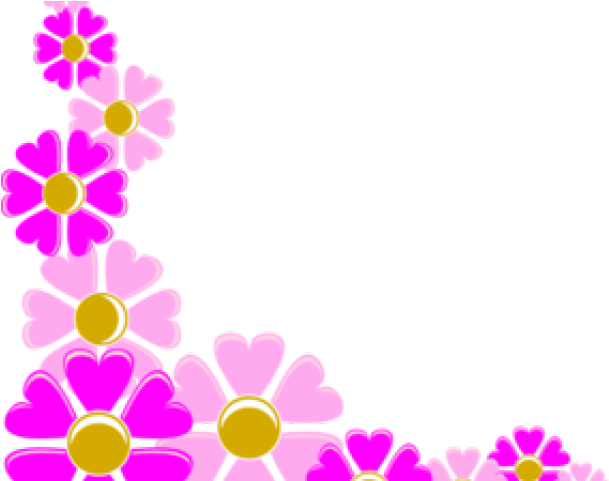 Pink Flower Clipart Flower Decoration - Clip Art Flowers Border Png Transparent Png (640x480), Png Download
