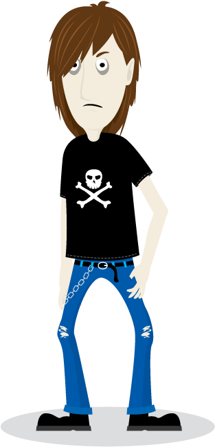 Teenage Boy With Long Hair And Ripped Jeans - Teenage Boy Cartoon Png Clipart (595x842), Png Download