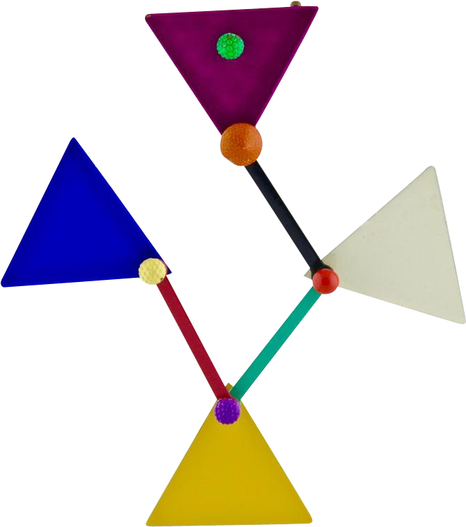 Vintage Eve Kaplin 1980s Memphis Design Move Able Enameled - Triangle Clipart (669x757), Png Download
