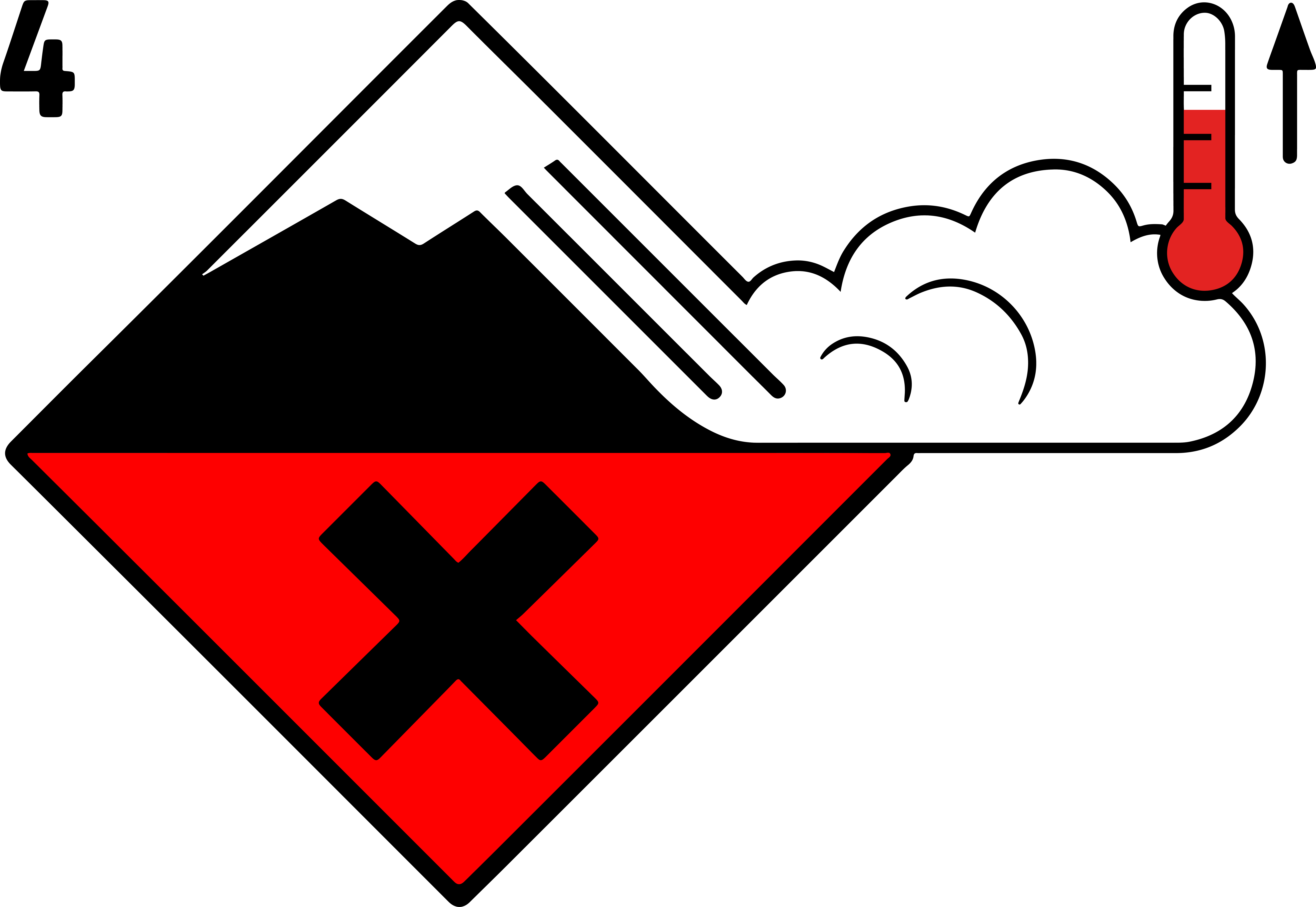 Avalanche High Danger Level Wet Snow Clipart (9500x6548), Png Download