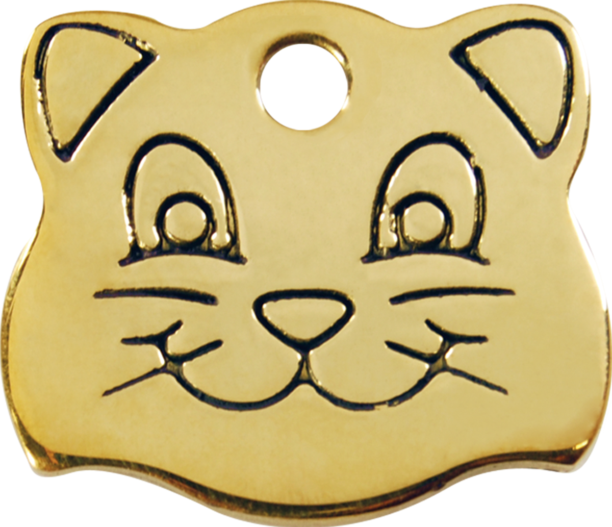 Red Dingo Brass Cat Face Pet Id Tag - Pakabukai Katems Clipart (1200x1033), Png Download