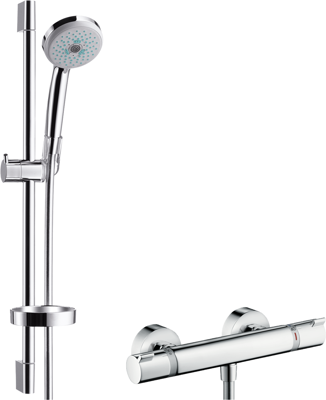 Shower System For Exposed Installation Multi With Ecostat - Hansgrohe Croma 100 Vario Clipart (1051x1290), Png Download