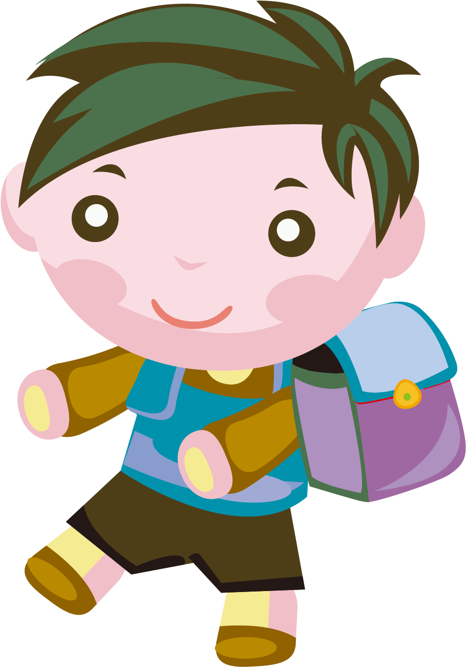 可爱卡通上学男孩- Bathing - ไป โรงเรียน การ์ตูน น่า รัก Clipart (946x1353), Png Download