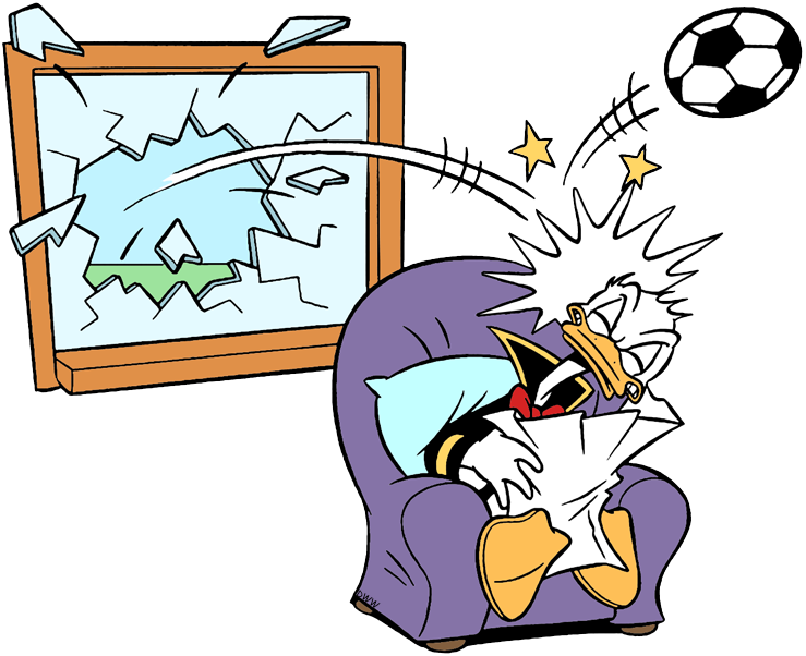 New Donald Struck With Soccer Ball Through Broken Window - Cartoon Clipart (739x602), Png Download
