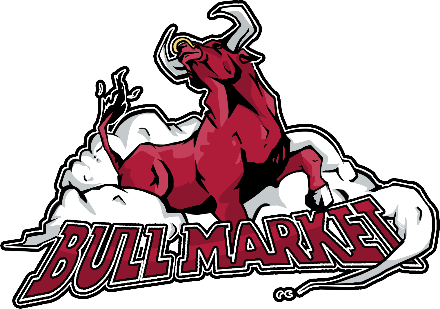Bull Market - Cartoon Clipart (1518x1068), Png Download