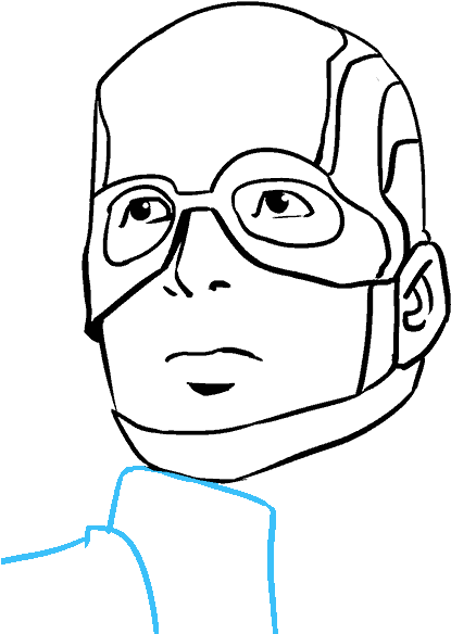 Chin Drawing Human Face - Captain America Drawing Face Easy Clipart (678x600), Png Download