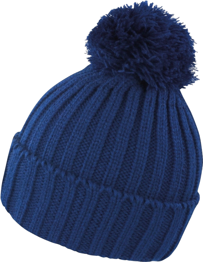 Cable Knit Woolly Bobble - Blue Winter Hat Png Clipart (900x900), Png Download