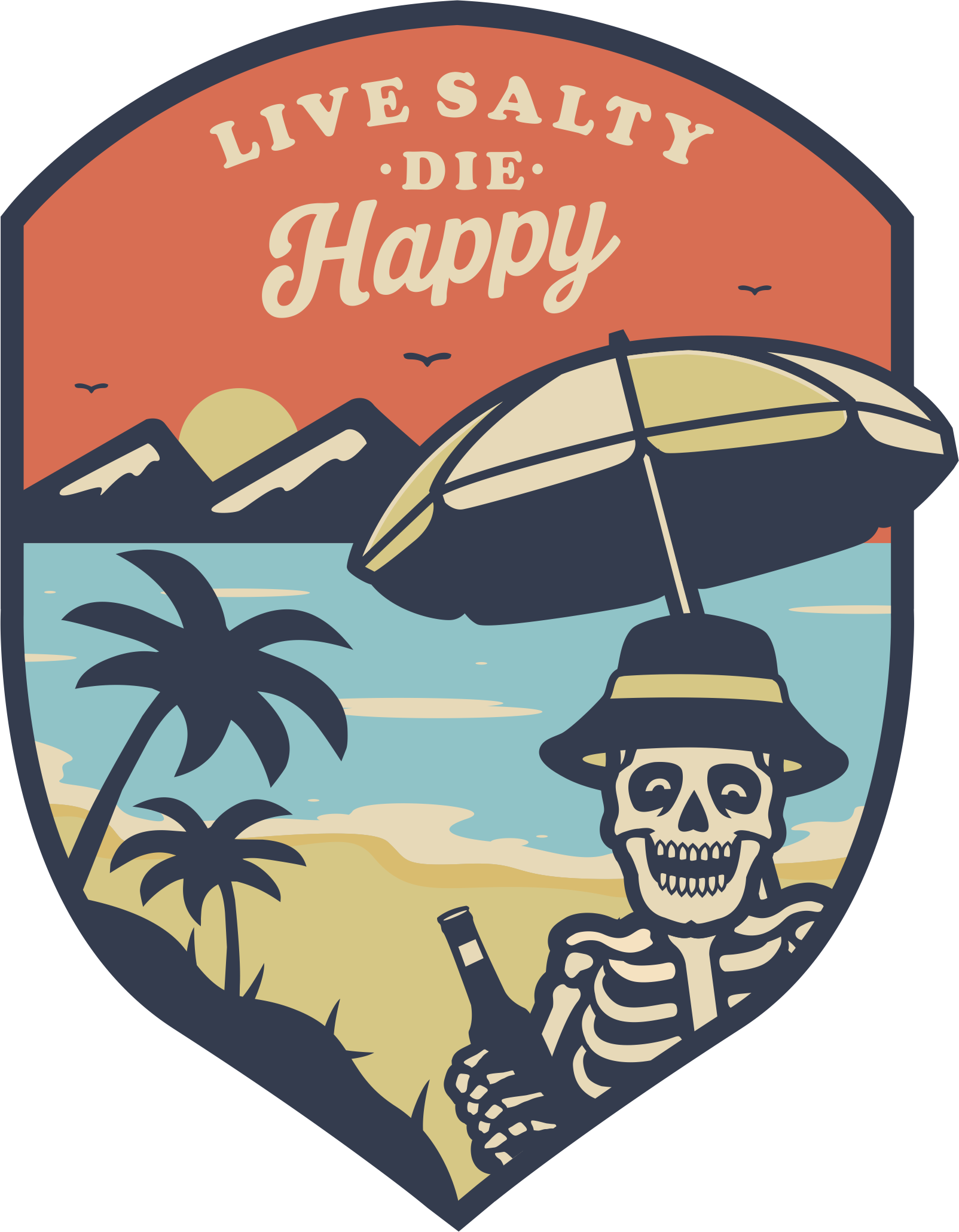 Image Of Live Salty Die Happy Shield Logo Clipart (1604x2060), Png Download