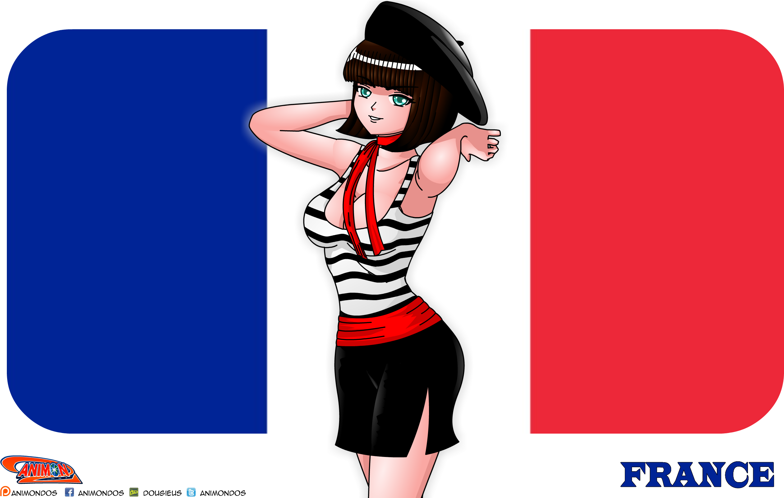 France In National Dress - Cartoon Clipart (2560x1600), Png Download