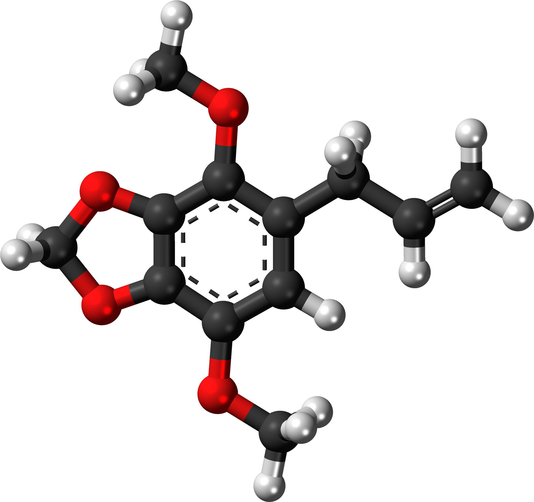 Apiol 3d Balls - Guaiacol Molecule Clipart (2000x1889), Png Download
