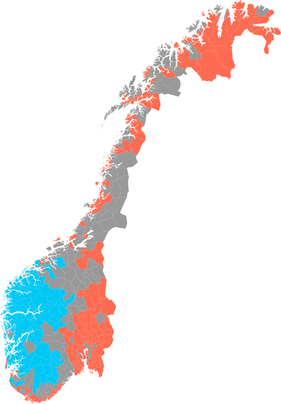 Målformer I Norge - Bokmal Nynorsk Map Clipart (970x1373), Png Download