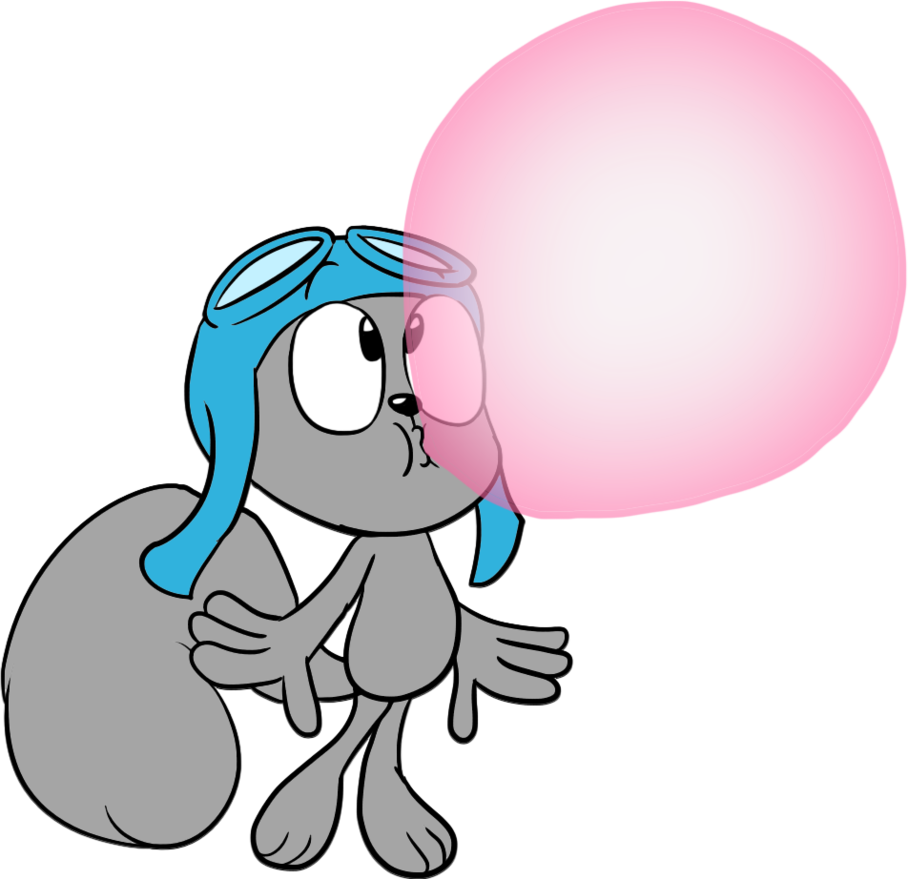 Rocky's Gum Blowing Floating By Juacoproductionsarts - Cartoon Clipart (908x879), Png Download
