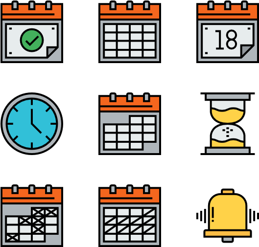 Time And Date Pack Color Clipart (600x564), Png Download