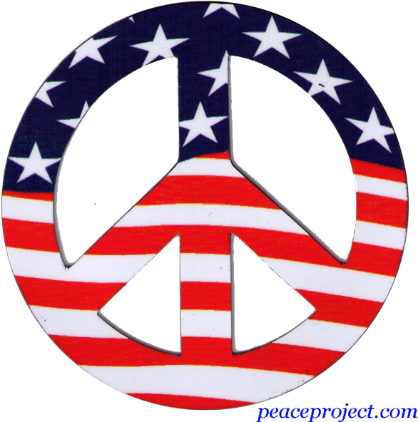 Peace Sign Wall Decal American Flag Repositionable - Captain America Back Ground Clipart (600x600), Png Download
