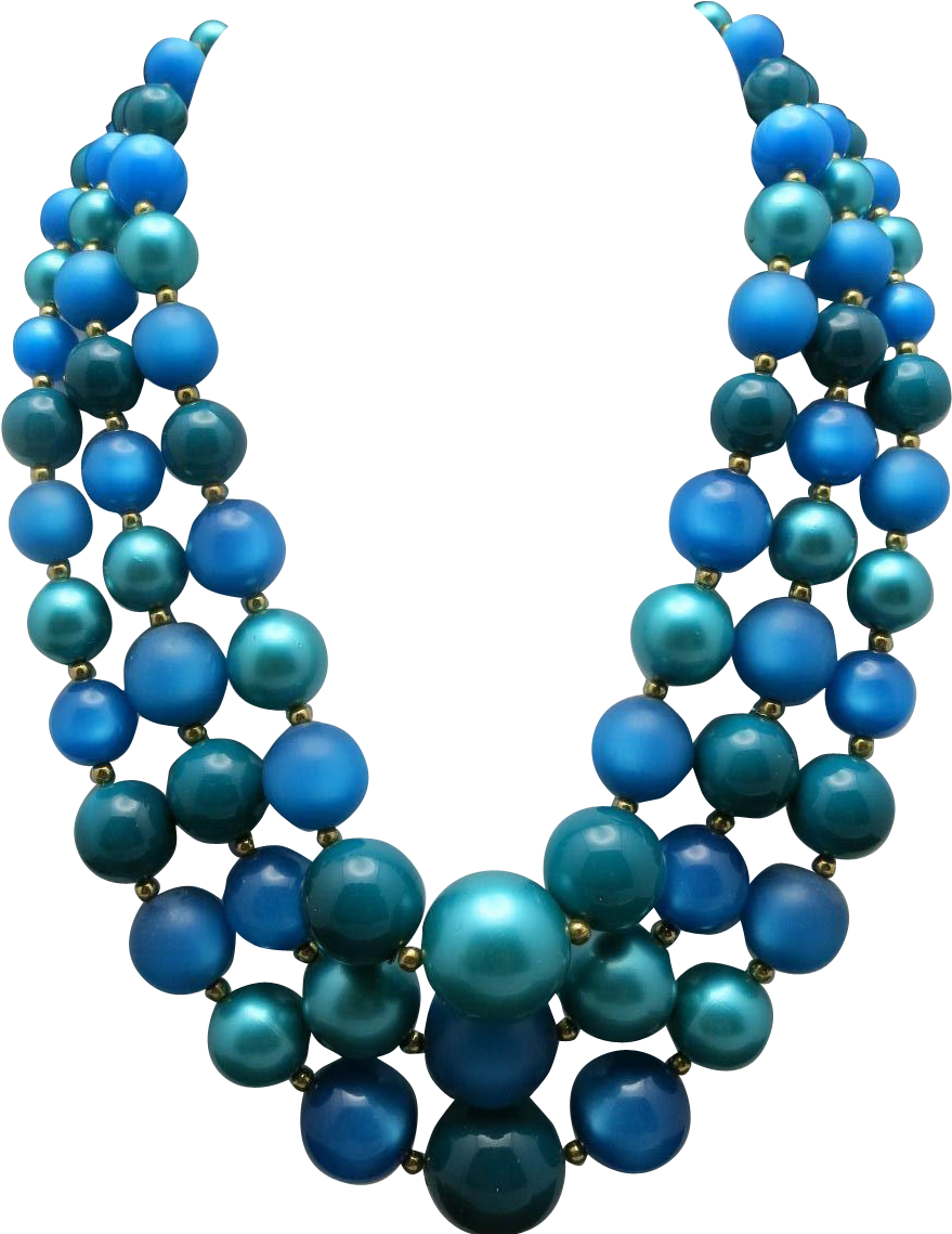 Download Beads Transparent - Blue Bead Necklace Png Transparent Clipart