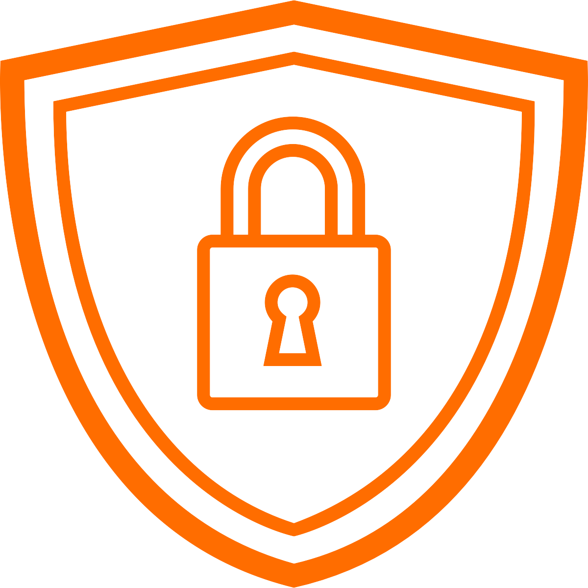 Noun Security Shield 1966901 Ff6d00 - Icone Acces Clipart (1200x1200), Png Download