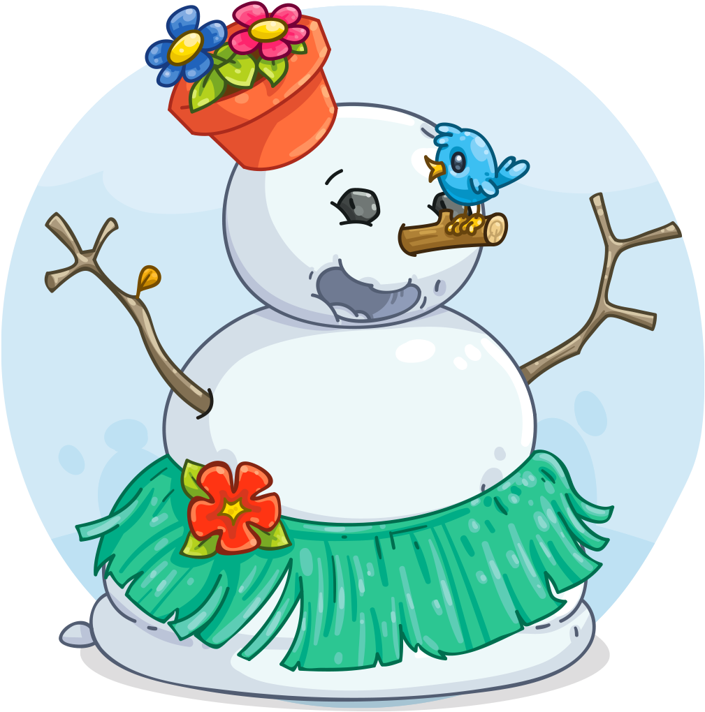 Aloha Snowman - Cartoon Clipart (1024x1024), Png Download