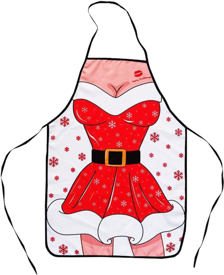 Womens Sexy Santa Claus Dress Printed Christmas Apron Clipart (570x570), Png Download