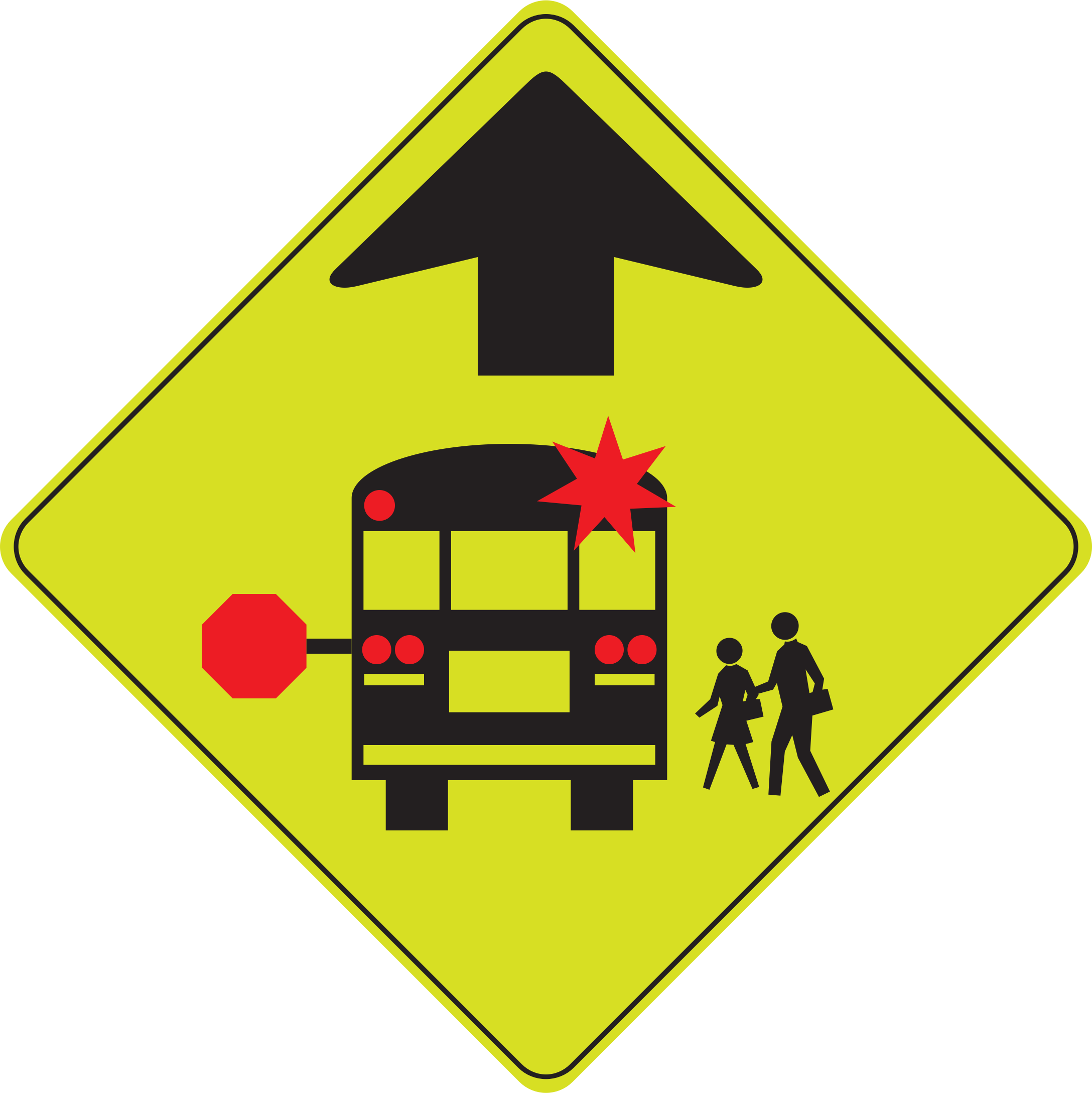 School Bus Stop Ahead Sign Clipart (2176x2177), Png Download
