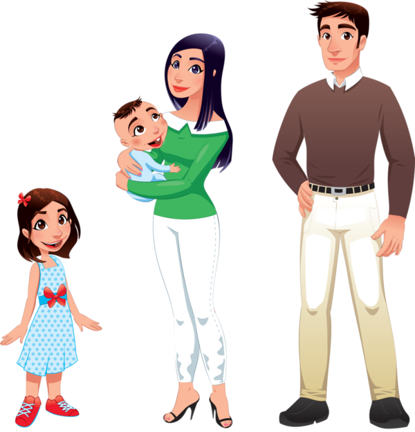 Personnages, Illustration, Individu, Personne, Gens - Father And Mother Cartoons Clipart (600x624), Png Download