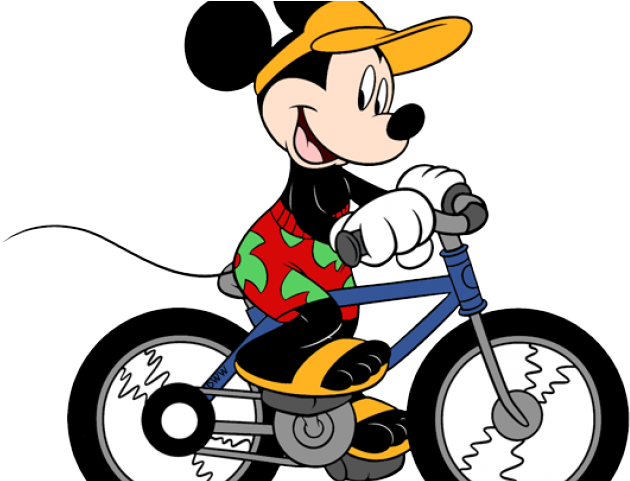 Mickey Mouse On A Bicycle Clipart (640x480), Png Download