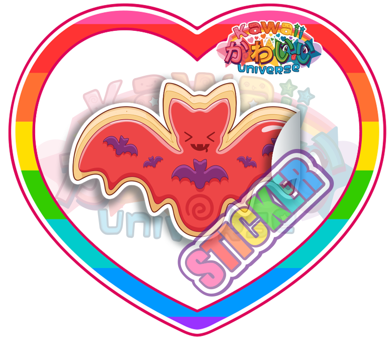 Cute Red Bat Sugar Cookie Sticker Clipart (800x800), Png Download