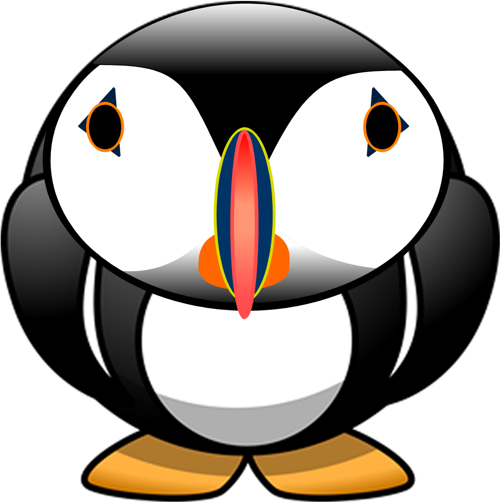 Puffins - Cute Cartoon Drawing Colorful Clipart (1024x1024), Png Download