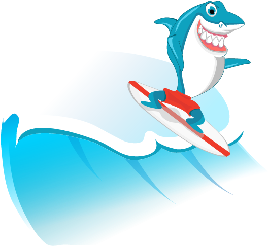 Surfing Shark - Great White Shark Clipart (652x521), Png Download