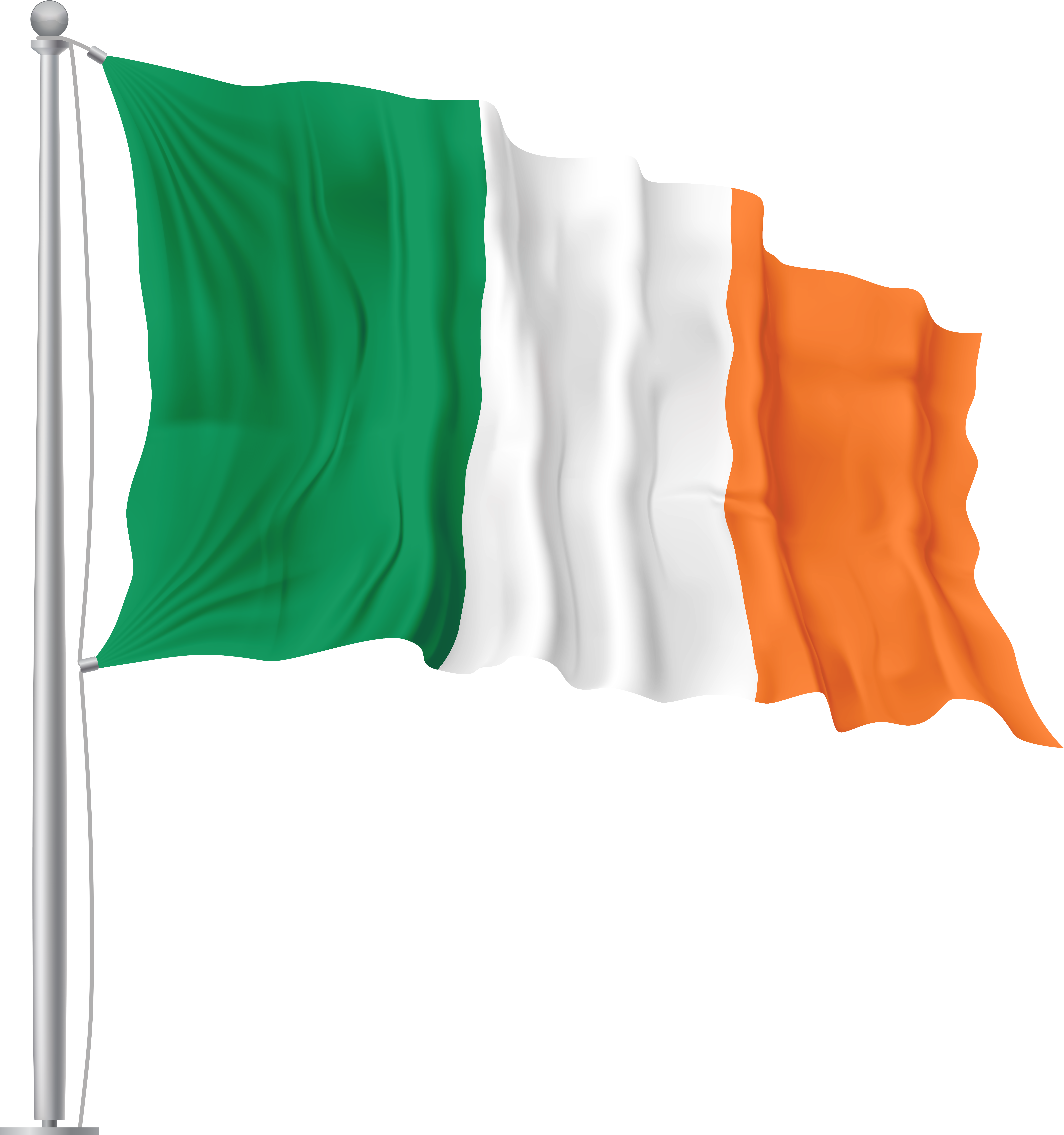 Ireland Waving Flag Png Image Clipart (7519x8000), Png Download