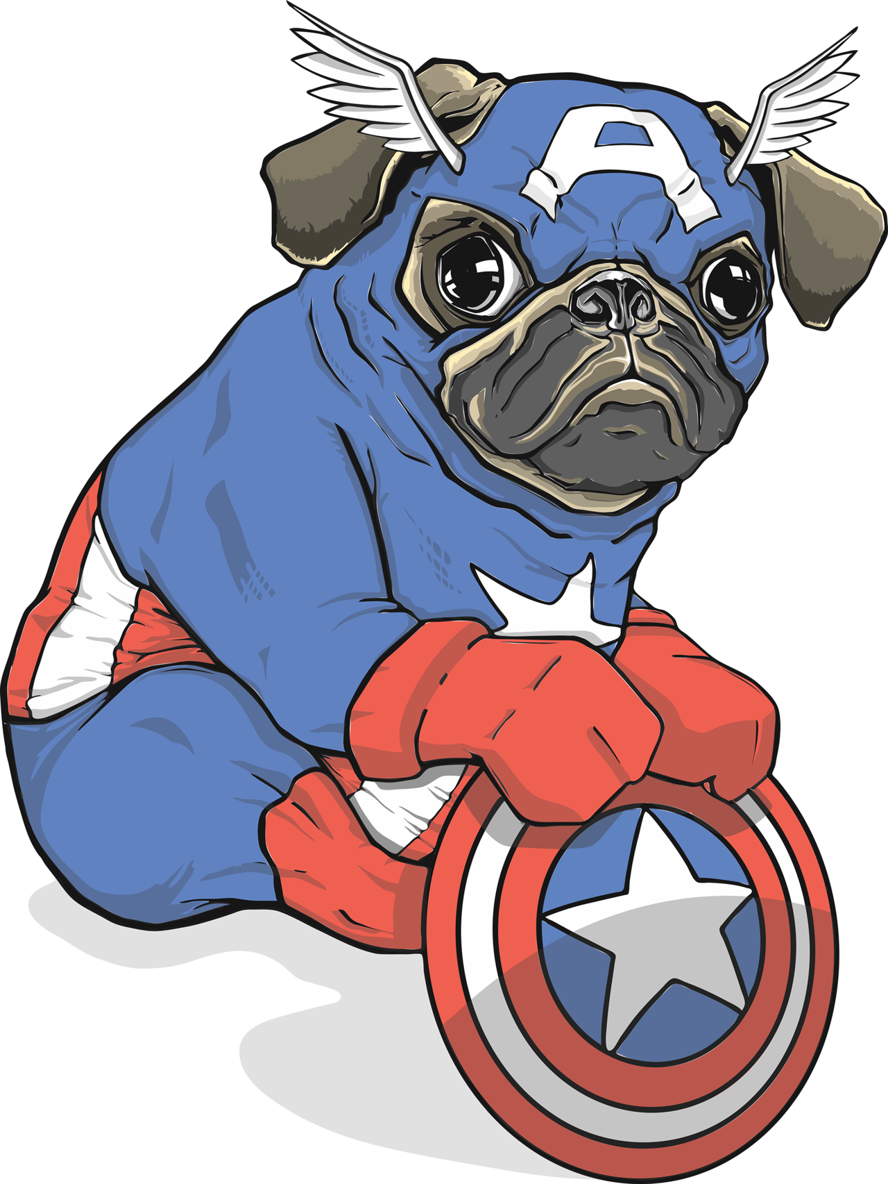 Captain Pug Art By Oleg Gorobets - Cartoon Clipart (1280x1705), Png Download