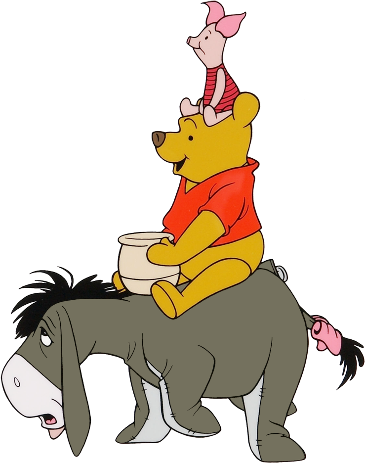 Winnie The Pooh Group Clipart - Winnie The Pooh Riding Eeyore - Png Download (768x975), Png Download