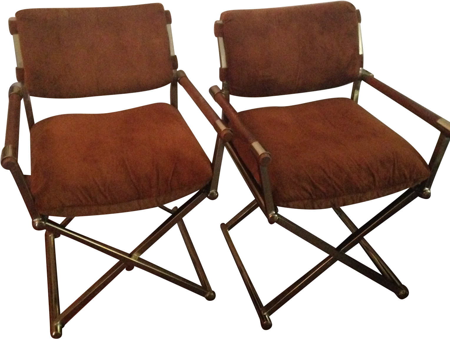 Milo Baughman Vintage Director A Pair On - Vintage Directors Chair Wood Brass Clipart (1536x2048), Png Download