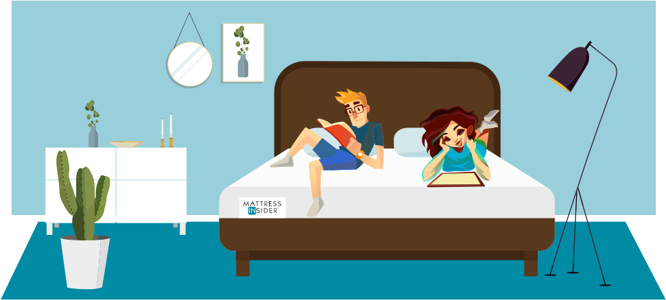 Comfortable Couple In A King Sized Bed - Cartoon Clipart (1000x468), Png Download