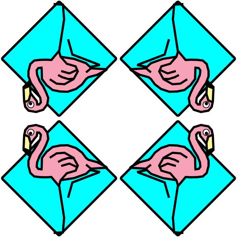 Pink Flamingos In Turquoise Diamonds Wallpaper Clipart (800x800), Png Download