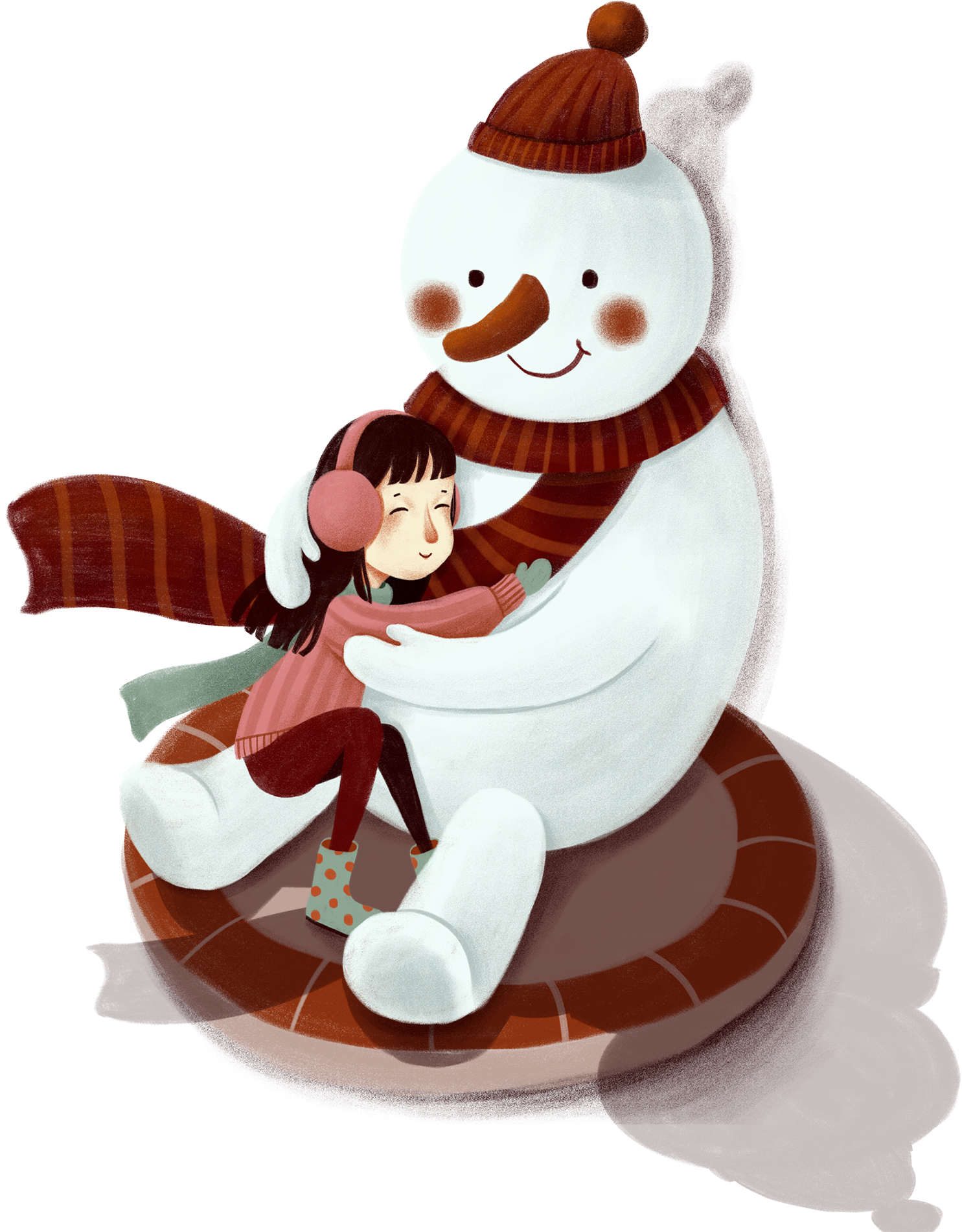 Hand Painted Beautiful Winter Healing Png And Psd - Cartoon Clipart (2000x2000), Png Download