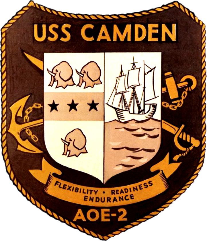 Uss Camden Insignia, 1967 - Uss Camden (aoe-2) Clipart (722x840), Png Download
