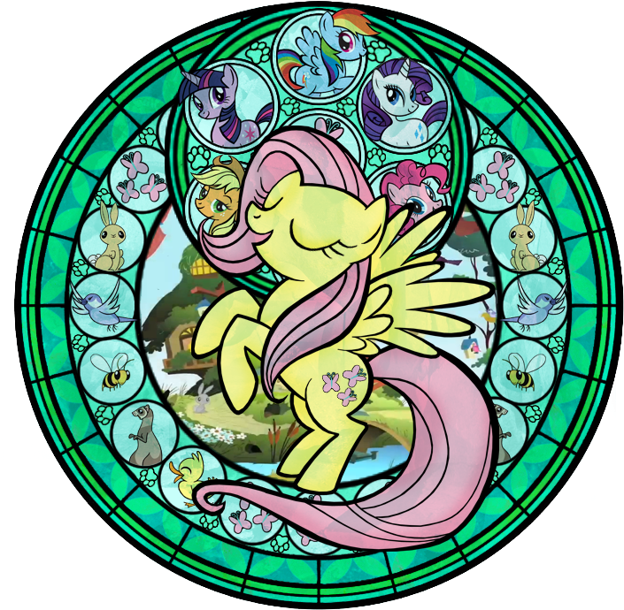 Fluttershy Rainbow Dash Rarity Twilight Sparkle Pinkie - Kingdom Hearts Stained Glass Snow White Clipart (720x720), Png Download