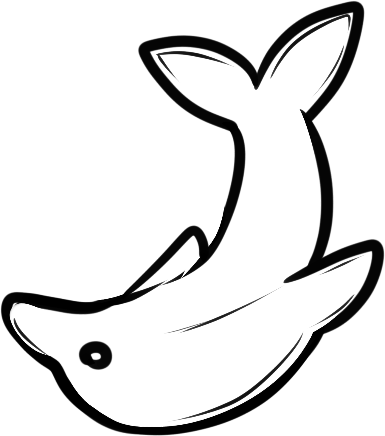 Dolphin1 - Line Art Clipart (1447x1621), Png Download