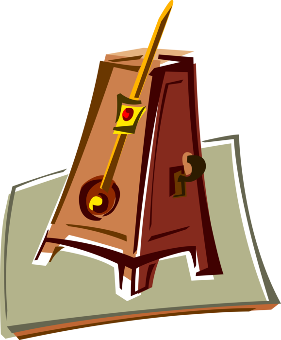 Vector Illustration Of Musician's Metronome Helps Keep Clipart (579x700), Png Download