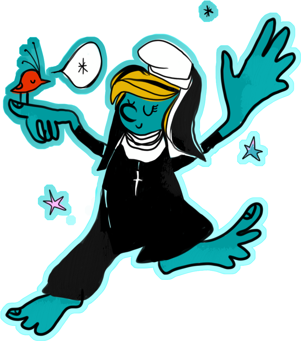 Smurfette As A Nun / Illustration By Becka Gruber / Clipart (1031x1113), Png Download