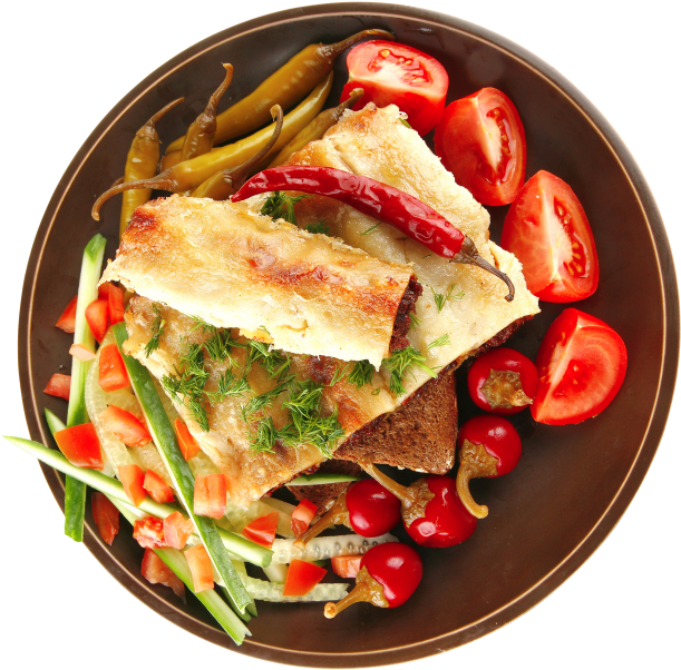 Pepper Tomato And Bread - Salad Clipart (866x650), Png Download