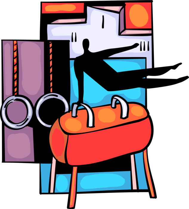 Vector Illustration Of Gymnast Performs Gymnastics Clipart (634x700), Png Download