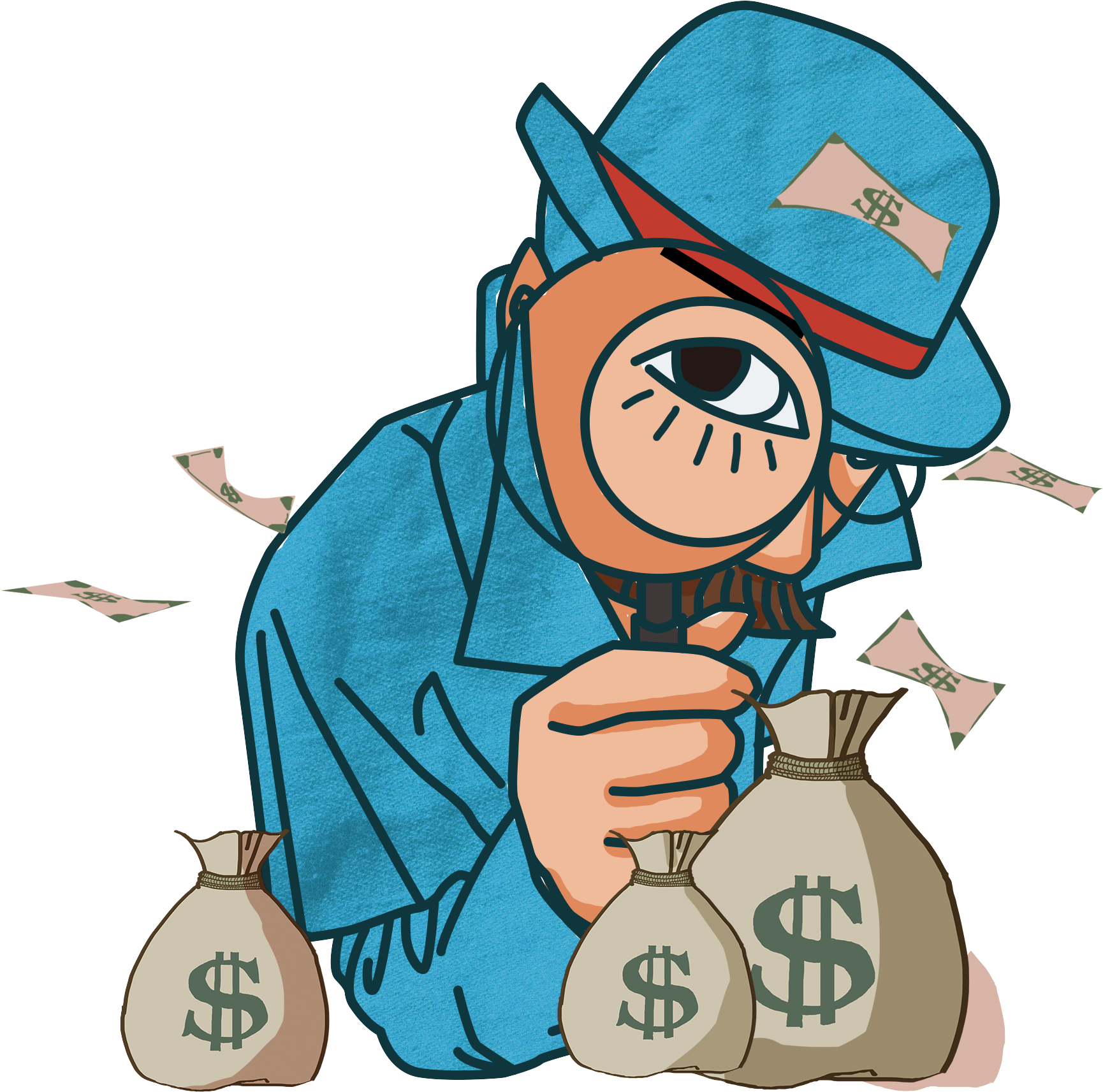 Retro Vẽ Tay Nhân Vật Tuyển Dụng Png Và Psd - Cartoon Clipart (2000x2000), Png Download