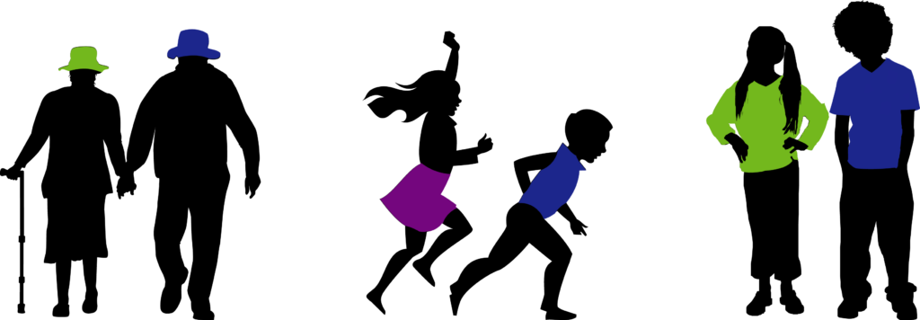 We Support Elderly Populations, In The Areas Of Health - Grandma And Grandpa Silhouette Clipart (1024x356), Png Download